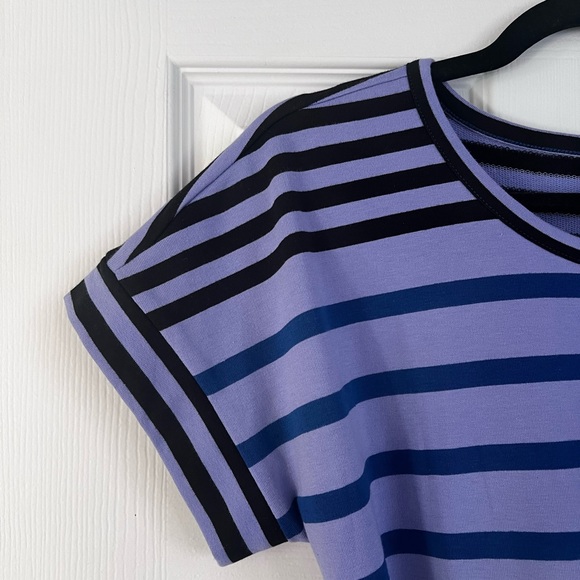 Talbots striped blue and purple dress with rounded hem - Picture 3 of 4